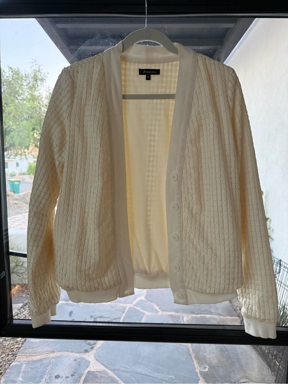Cream Knit Button-Front Women's Sweater Cardigan